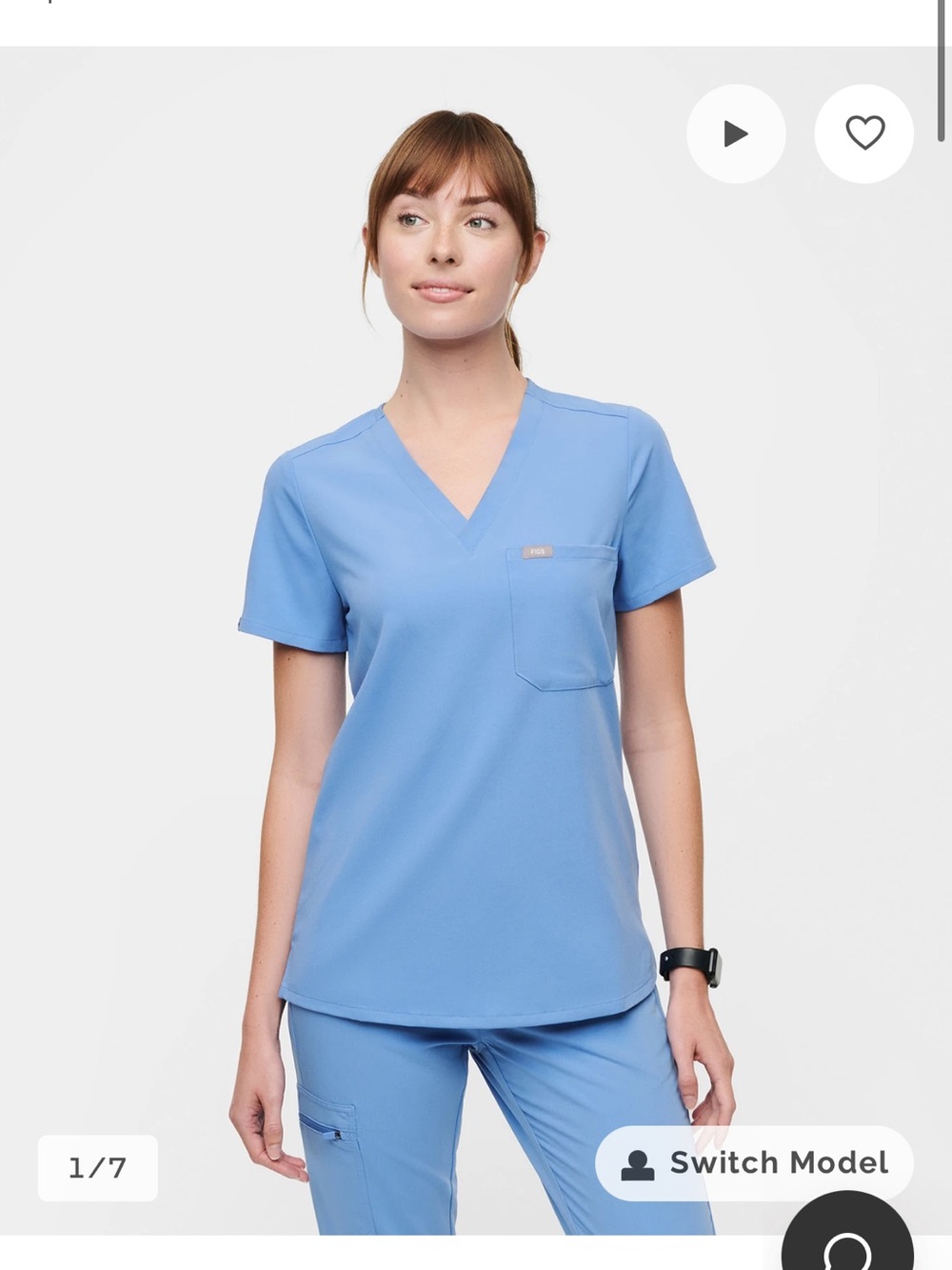 Figs Women's Ceil Blue V-Neck Catarina Scrub Top